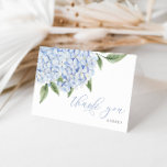 Blue Hydrangea Watercolor Blooms Script Thank You Card<br><div class="desc">This beautiful design features blue hydrangea flowers and calligraphy script. Add your information using the template form. Use for any occasion.  The Customize Further feature can be used to access the advanced editing menu where you can change the font,  colours and layout of the text.</div>