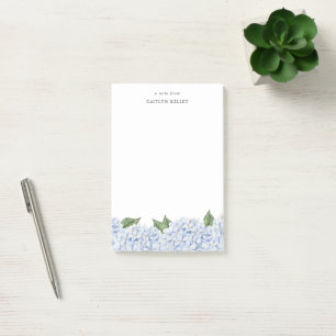 Blue Hydrangea Watercolor Border Large Custom Post-it Notes