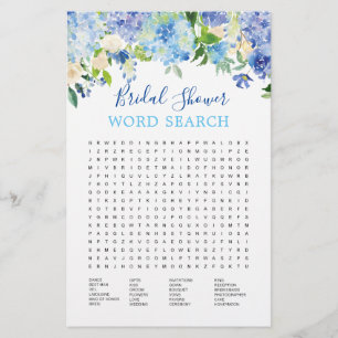 Blue Hydrangea Watercolor Bridal Shower Game
