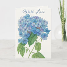 Blue Hydrangea Watercolor Floral Greeting Card 