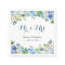 Blue Hydrangea Watercolor Floral Mr & Mrs Wedding