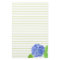 Blue Hydrangea Watercolor Flower Green Lined