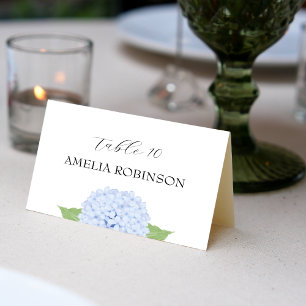 Blue Hydrangea Watercolor Folded Place Card
