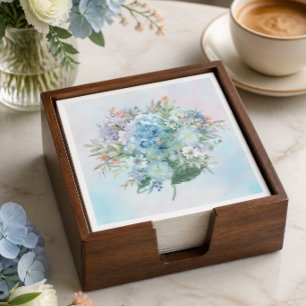 Blue Hydrangea Watercolor Paper Napkin