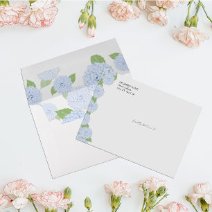 Blue Hydrangea Watercolor Wedding 5 x7 Envelope