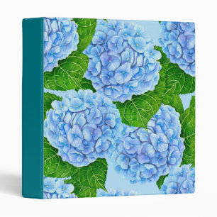 Blue hydrangea waterolor pattern binder