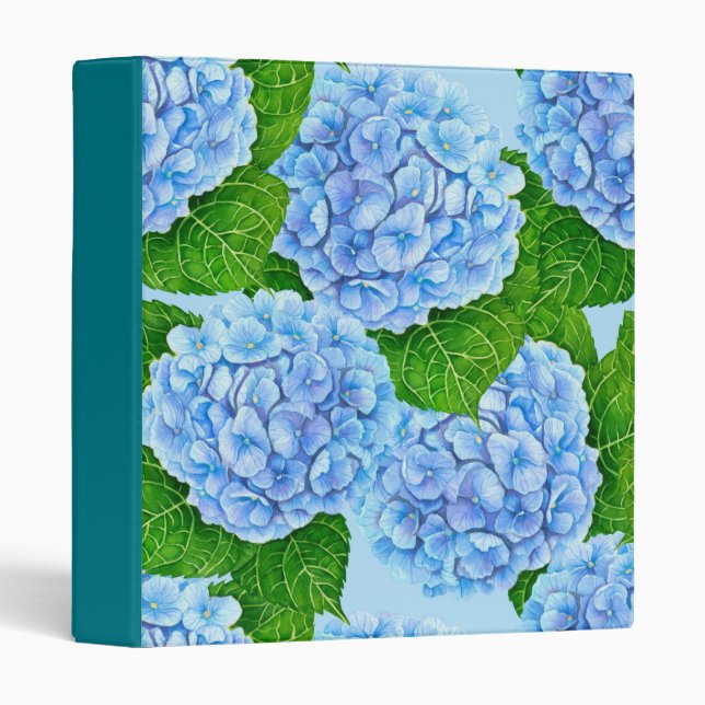 Blue hydrangea waterolor pattern binder (Front/Spine)