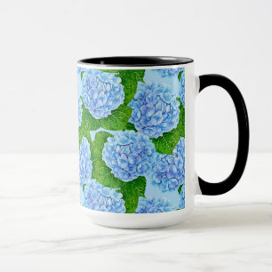 Blue hydrangea waterolor pattern mug