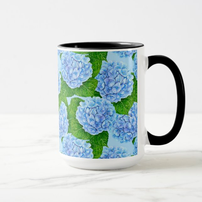 Blue hydrangea waterolor pattern mug (Right)