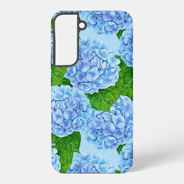 Blue hydrangea waterolor pattern samsung galaxy s22+ case (Back)