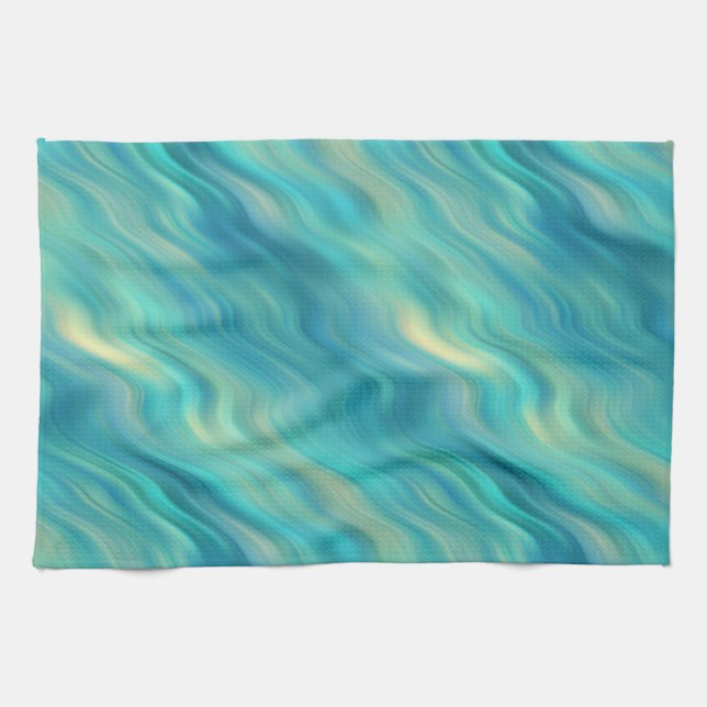 Blue Hydrangea Wavy Texture Kitchen Towel (Horizontal)