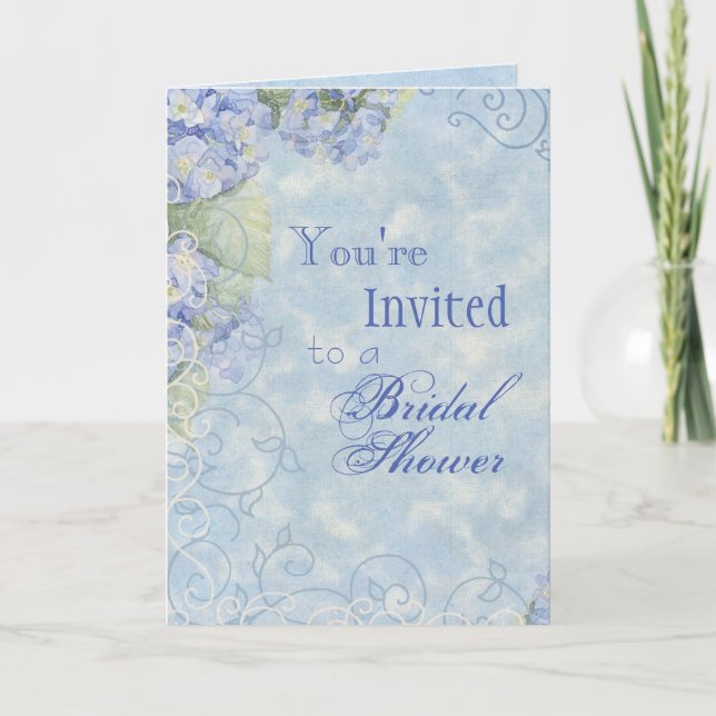 Blue Hydrangea, Wedding Bridal Shower Invitation (Front)