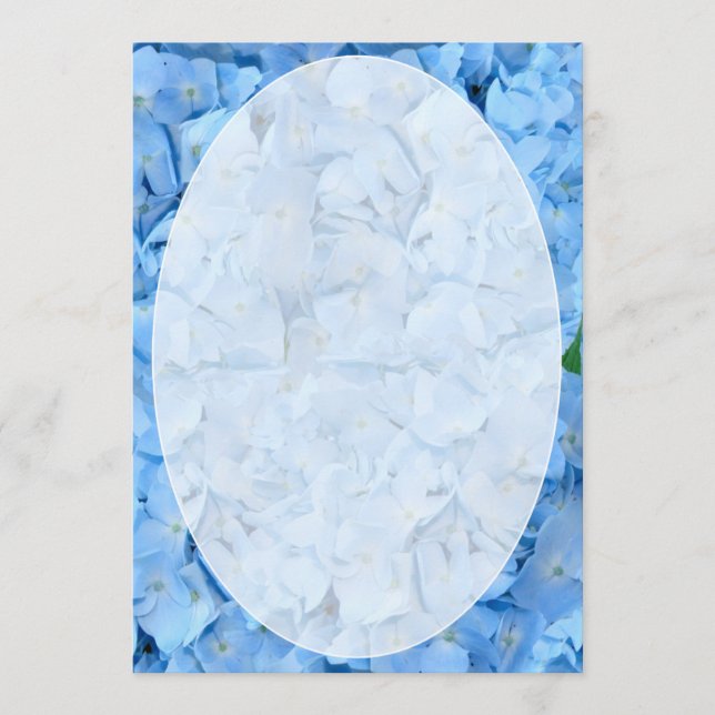 Blue Hydrangea Wedding Fan Program Paper (Front)