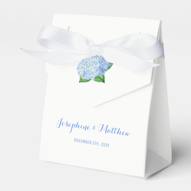 Blue Hydrangea Wedding Favor Box (Front Side)