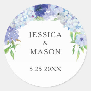 Blue Hydrangea Wedding Favor Stickers Cadeau Étiqu