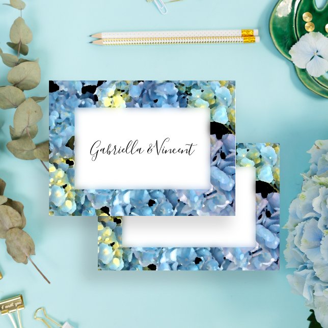 Blue Hydrangea Wedding Flat Stationery Note Cards (Creator Uploaded)
