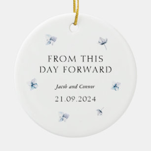 Blue Hydrangea Wedding Gift Christmas Ceramic Tree Ceramic Ornament