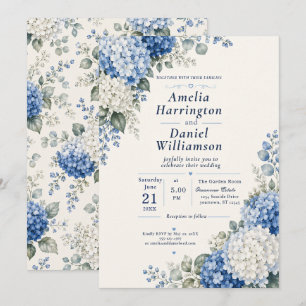 Blue Hydrangea Wedding Invitation