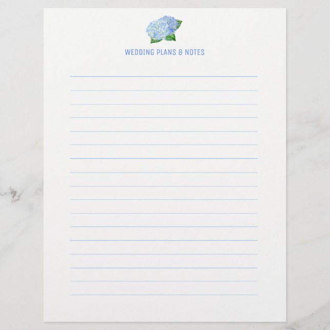 Blue Hydrangea Wedding Planning Pages (Front)
