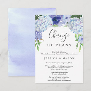 Blue Hydrangea Wedding Postponed Announcement