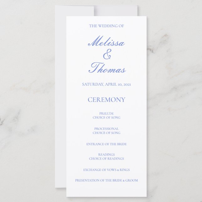 Blue Hydrangea Wedding Program (Front)