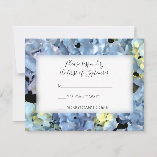 Blue Hydrangea Wedding RSVP Response Card (Front)