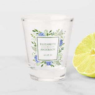 Blue Hydrangea Wedding Shot Glass