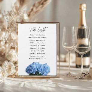 Blue Hydrangea Wedding Table Number Seating Guests