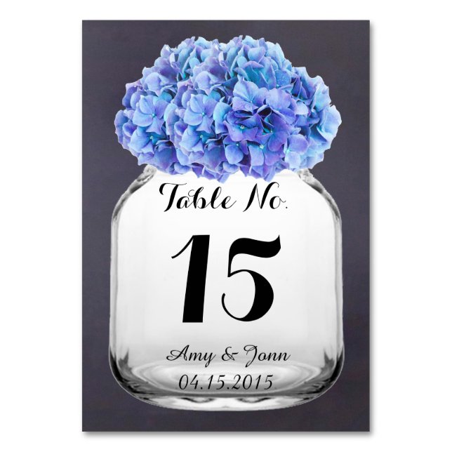 Blue hydrangea wedding table numbers hydrangea7 (Back)