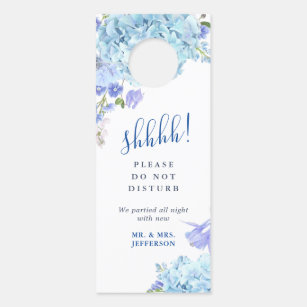 Blue Hydrangea Wedding Welcome Do Not Disturb Door Hanger