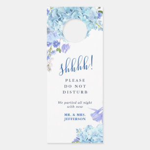 Blue Hydrangea Wedding Welcome Do Not Disturb Door Hanger