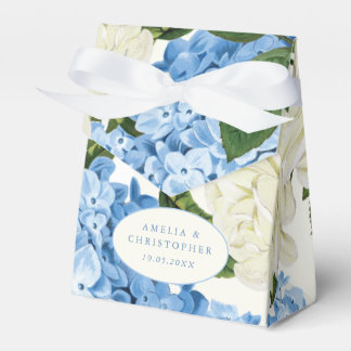 Blue Hydrangea White Rose Classic Wedding Favor Box