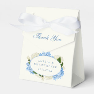 Blue Hydrangea White Rose Classic Wedding Favor Box