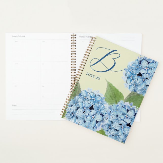 Blue Hydrangea with Initial  Planner (Display)
