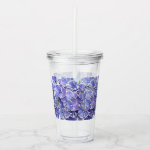 Blue Hydrangea with White Border Acrylic Tumbler