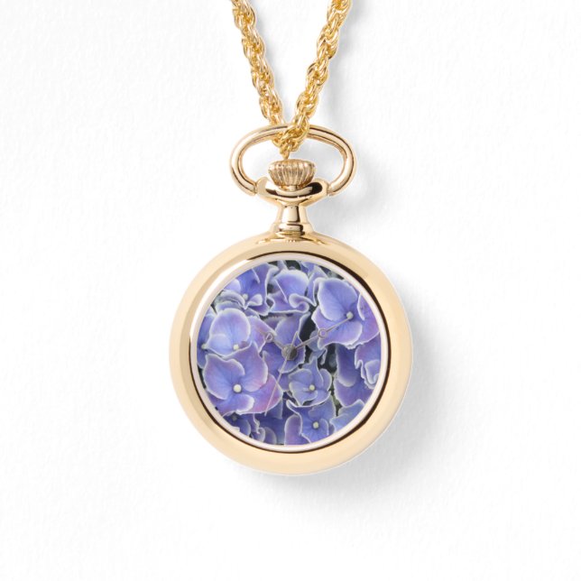 Blue Hydrangea with white border wrap around watch (Front)