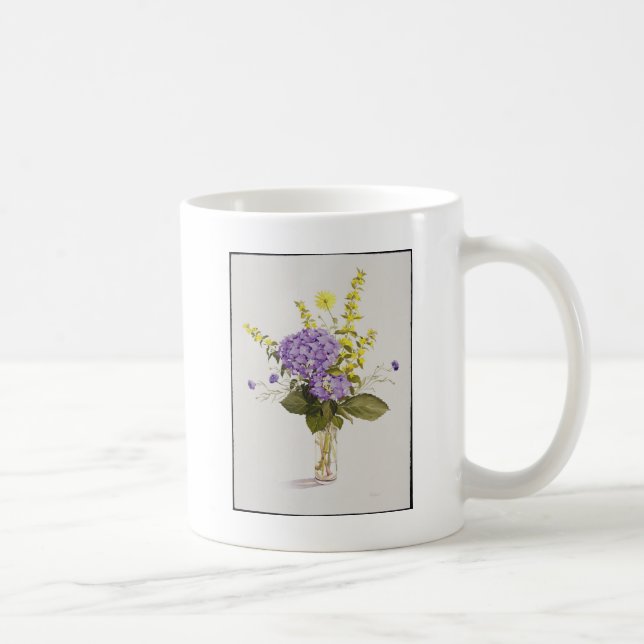 Blue Hydrangea with Yellow Loosestrife Coffee Mug (Right)