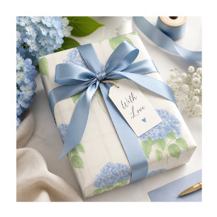 Blue Hydrangea Wrapping Paper Elegant Floral Gift