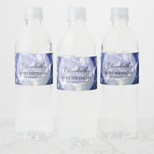Blue Hydrangeas 80th Birthday Party Water Bottle Label