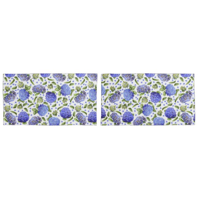 Blue Hydrangeas All Over Pattern Pillowcase (Front-Set)