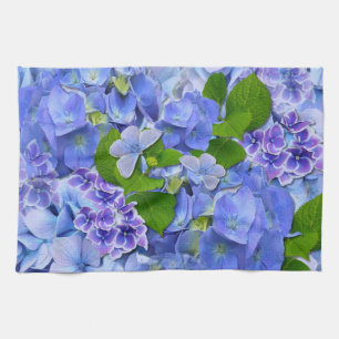 Blue Hydrangeas and Butterflies Kitchen Towel