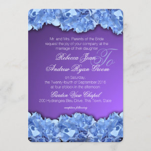 Blue Hydrangeas and Lavender Purple Invitation