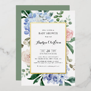 Blue Hydrangeas and Pink Roses Baby Shower