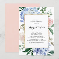 Blue Hydrangeas and Pink Roses Bridal Brunch