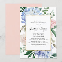 Blue Hydrangeas and Pink Roses Wedding Shower