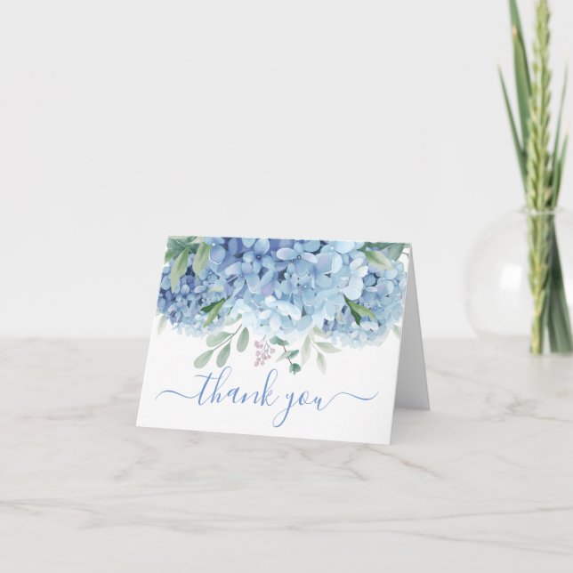 Blue Hydrangeas aquarelle Carte de remerciements f (Devant)