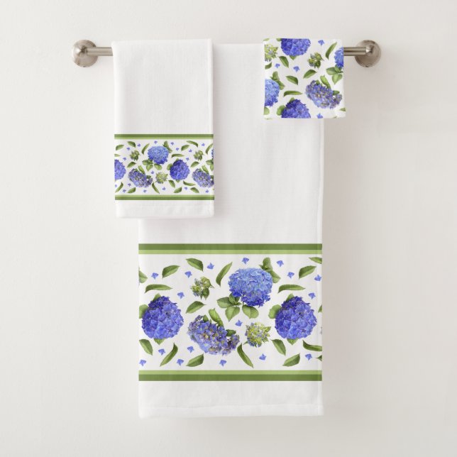 Blue Hydrangeas Bath Towel Set (Insitu)
