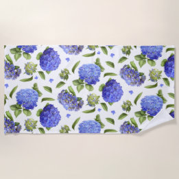 Blue Hydrangeas Beach Towel