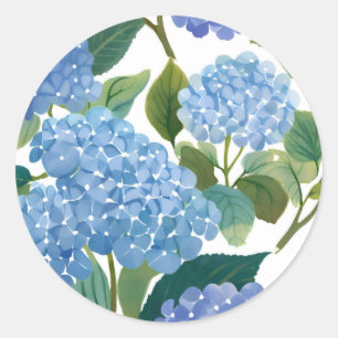 Blue Hydrangeas Beautiful Floral Bush Classic Round Sticker
