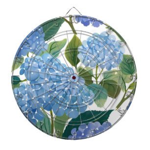 Blue Hydrangeas   Beautiful Floral Bush Dartboard